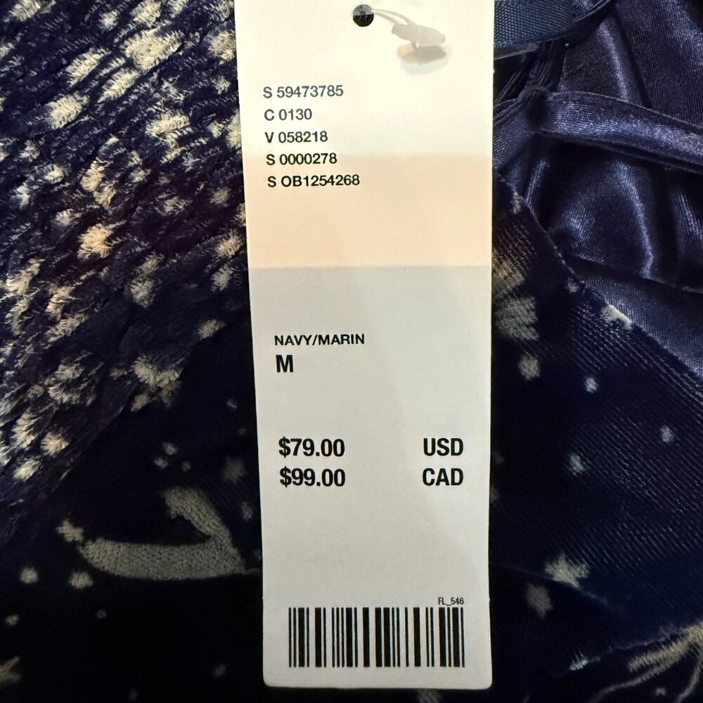 Urban Outfitters NWT Navy Velvet Celestial Midi Dress with Slit Size Medium - Picture 4 of 4